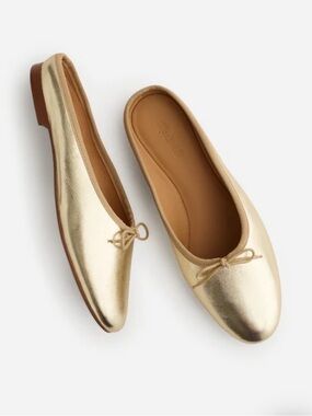Madewell April Ballet Flat Mule Light Gold Metallic size 8.5
